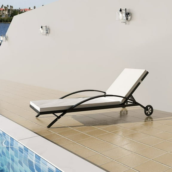 vidaXL Patio Lounge Chair Outdoor Sunlounger Sunbed with Cushion Poly Rattan