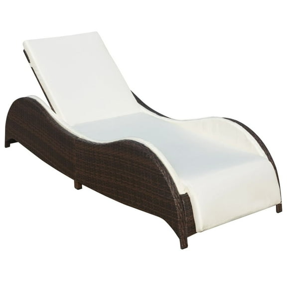 vidaXL Patio Lounge Chair Outdoor with Cushion Sunlounger Sunbed Poly Rattan