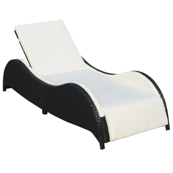 vidaXL Patio Lounge Chair Outdoor with Cushion Sunlounger Sunbed Poly Rattan