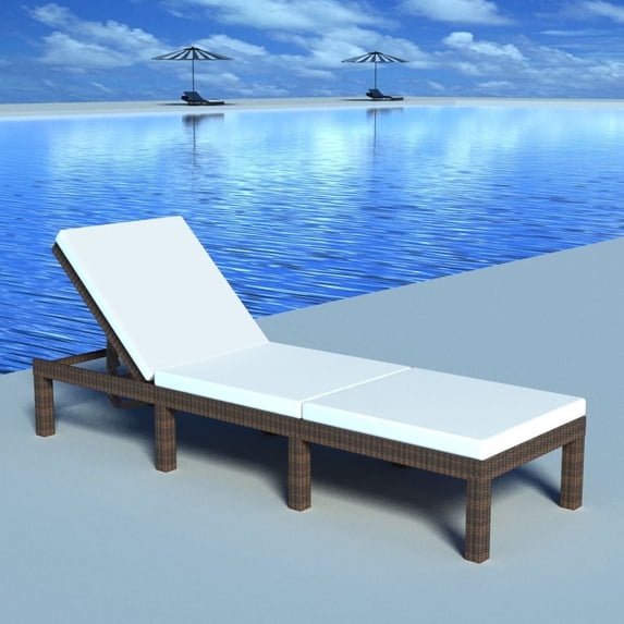 vidaXL Patio Lounge Chair with Cushion and Adjustable Backrest Poly Rattan