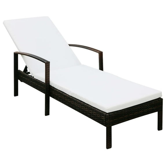 vidaXL Patio Lounge Chair with Cushion and Adjustable Backrest Poly Rattan
