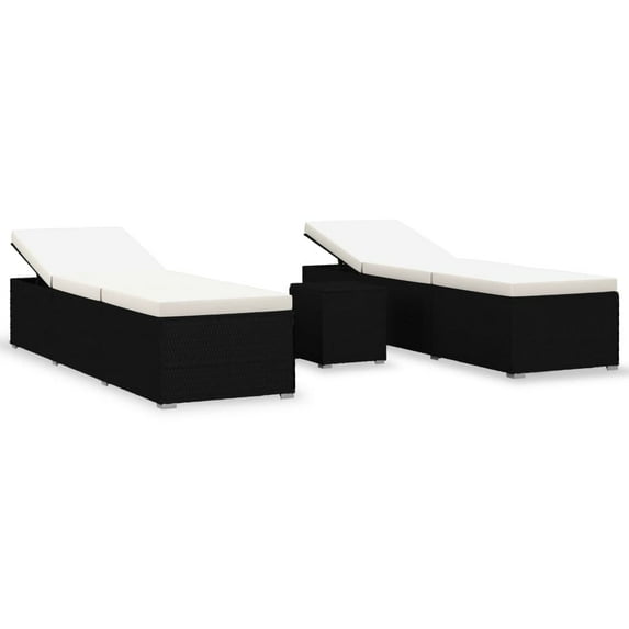 vidaXL Patio Lounge Chairs Outdoor Sunloungers Sunbeds with Table Poly Rattan