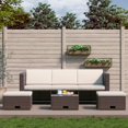 thumbnail image 1 of vidaXL Patio Lounge Set 4 Piece with Cushions Poly Rattan Seat Black/Brown, 1 of 12