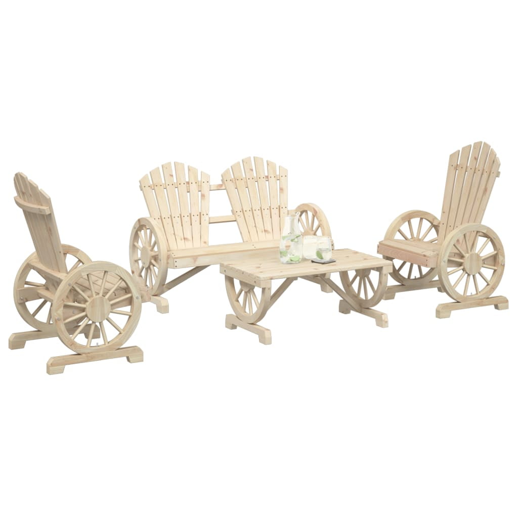 vidaXL Patio Lounge Set Outdoor Garden Seat Furniture 4 Piece Solid Wood Fir