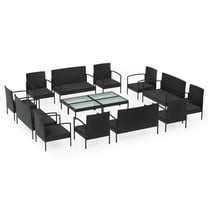 vidaXL Patio Lounge Set Outdoor Sectional Sofa Set Garden Loveseat Poly Rattan