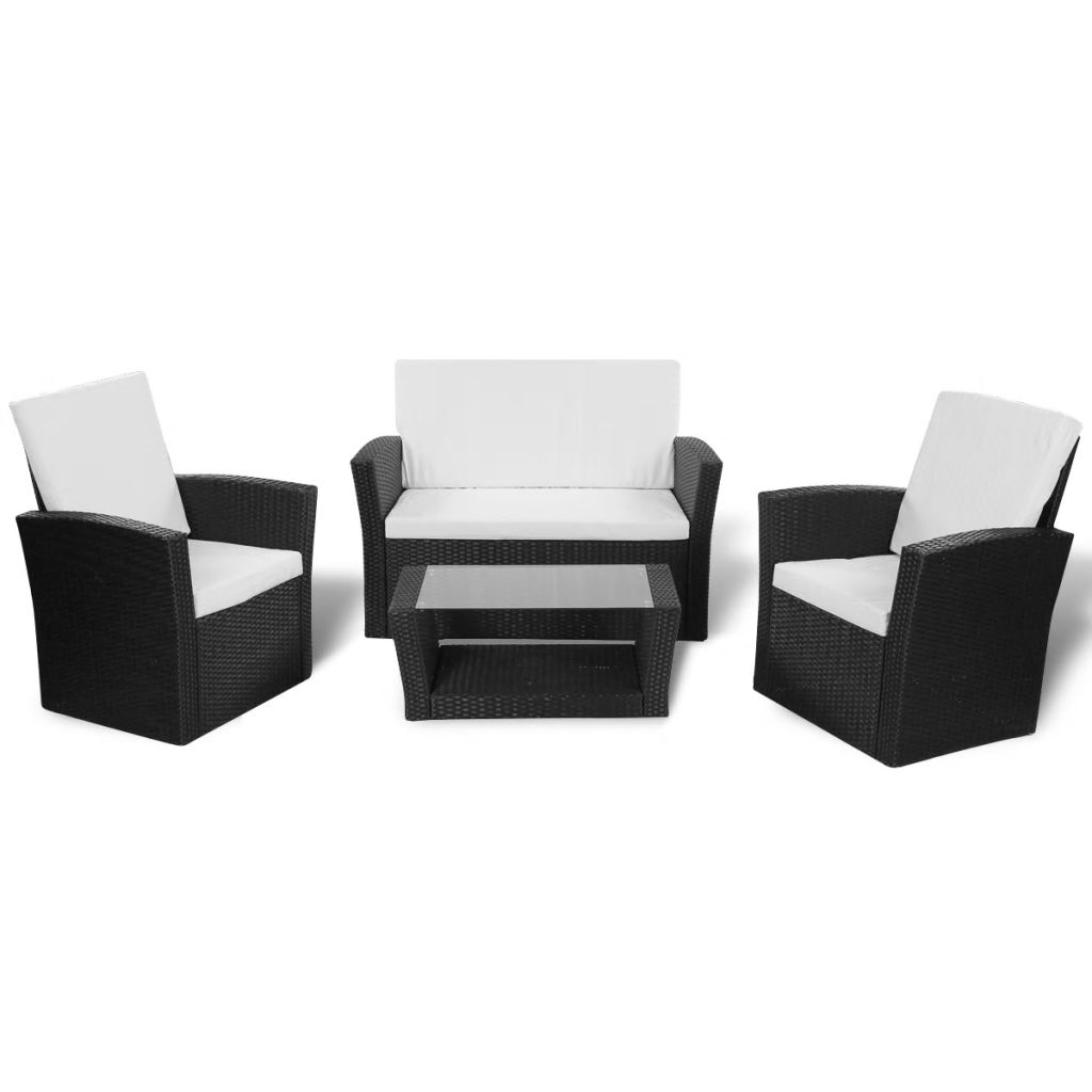 vidaXL Patio Lounge Set Sectional Sofa Set 4 Piece with Cushions Poly Rattan - image 1 of 41