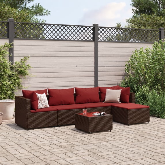 vidaXL Patio Lounge Set with Cushions Sectional Sofa Garden Backyard Poly Rattan