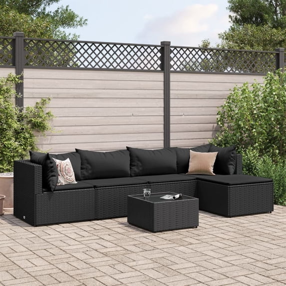vidaXL Patio Lounge Set with Cushions Sectional Sofa Garden Backyard Poly Rattan