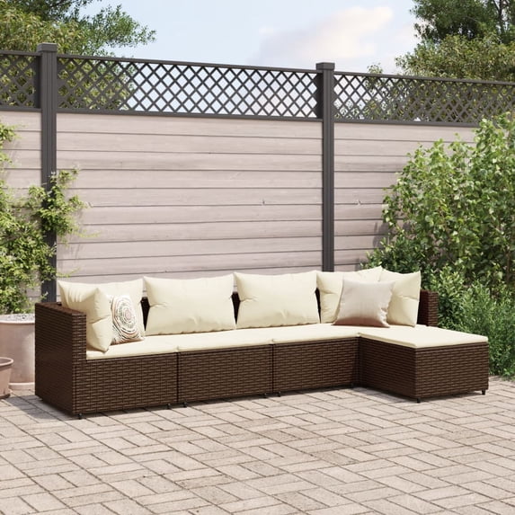 vidaXL Patio Lounge Set with Cushions Sectional Sofa Garden Backyard Poly Rattan