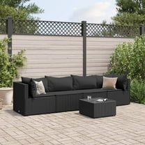 vidaXL Patio Lounge Set with Cushions Sectional Sofa Outdoor 5 Piece Poly Rattan