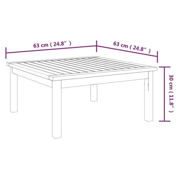 vidaXL Patio Lounge Table 24.8"x24.8"x11.8" Solid Acacia Wood
