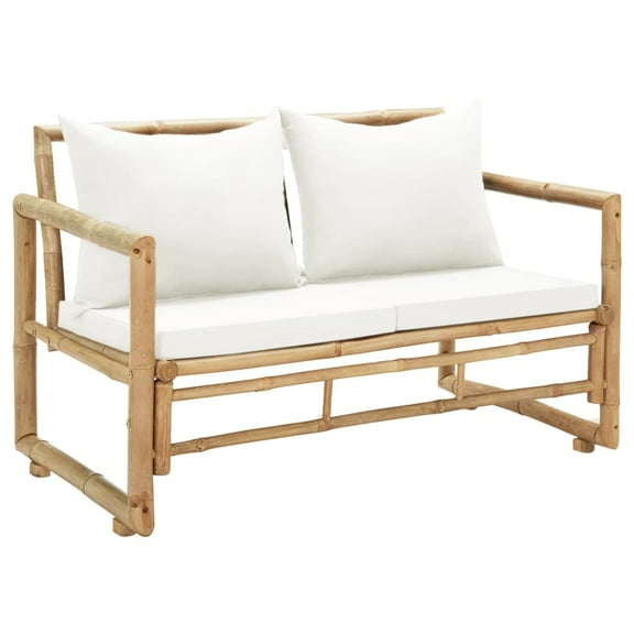 vidaXL Patio Loveseat 2 Seater Sofa with Cushions for Balcony Backyard Bamboo