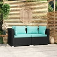 thumbnail image 1 of vidaXL Patio Loveseat with Cushions Black Poly Rattan, 1 of 10