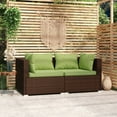 thumbnail image 1 of vidaXL Patio Loveseat with Cushions Brown Poly Rattan, 1 of 10