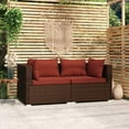 thumbnail image 1 of vidaXL Patio Loveseat with Cushions Brown Poly Rattan, 1 of 8