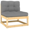 thumbnail image 1 of vidaXL Patio Middle Sofa with Gray Cushions Solid Pinewood, 1 of 12