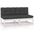 thumbnail image 1 of vidaXL Patio Middle Sofas with Anthracite Cushions 2 pcs Solid Pinewood, 1 of 15
