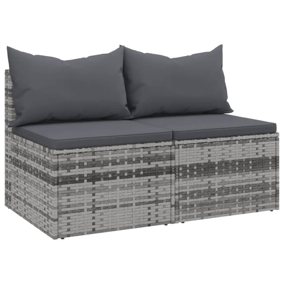 vidaXL Patio Middle Sofas with Cushions Accent Loveseat 2 Pcs Poly Rattan