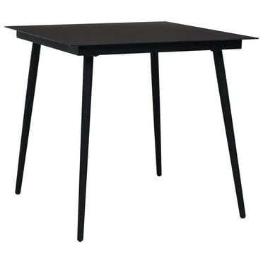 vidaXL Patio Outdoor Dining Table with Glass Top Porch Garden Furniture Steel