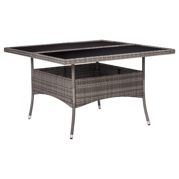 vidaXL Patio Outdoor Dining Table with Storage Solid Acacia Wood PE Rattan