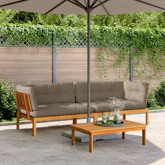vidaXL Patio Pallet Corner Sofas Sectional Sofa Outdoor 2 Pcs Solid Wood Acacia