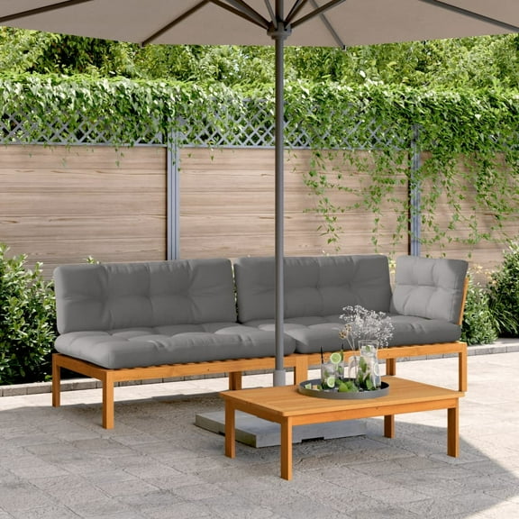 vidaXL Patio Pallet Sofa Set with Cushions Furniture 3 Piece Solid Wood Acacia