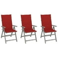 thumbnail image 1 of vidaXL Patio Reclining Chairs 3 pcs with Cushions Solid Acacia Wood, 3064734, 1 of 10