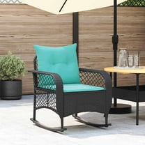 vidaXL Patio Rocking Chair with Cushions Black Poly Rattan