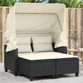 thumbnail image 1 of vidaXL Patio Sofa 2-Seater with Canopy and Stools Black Poly Rattan, 1 of 12