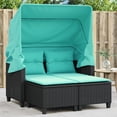 thumbnail image 1 of vidaXL Patio Sofa 2-Seater with Canopy and Stools Black Poly Rattan, 1 of 10