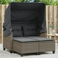 thumbnail image 1 of vidaXL Patio Sofa 2-Seater with Canopy and Stools Gray Poly Rattan, 1 of 10