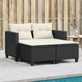 thumbnail image 1 of vidaXL Patio Sofa 2-Seater with Stools Black Poly Rattan, 1 of 8