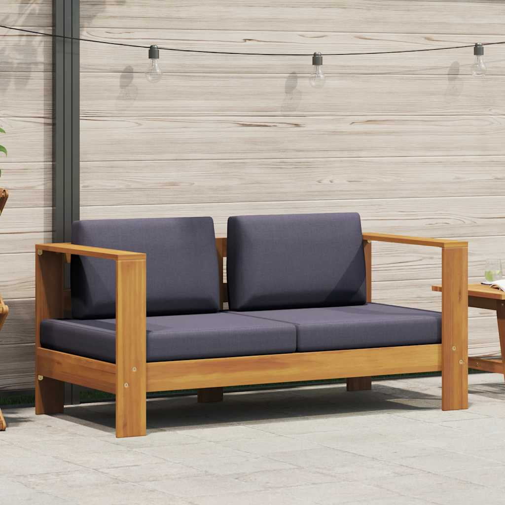 vidaXL Patio Sofa Bench with Cushions 55.1" Solid Acacia Wood Gray