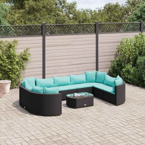 vidaXL Patio Sofa Set with Cushions Garden Furniture 10 Piece Poly Rattan
