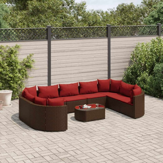 vidaXL Patio Sofa Set with Cushions Garden Furniture 10 Piece Poly Rattan