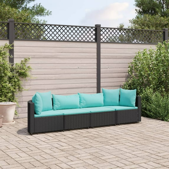 vidaXL Patio Sofa Set with Cushions Lounge Setting Outdoor Furniture Poly Rattan