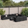 thumbnail image 1 of vidaXL 11 Piece Patio Sofa Set with Cushions Black Poly Rattan, 1 of 194