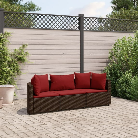 vidaXL Patio Sofa Set with Cushions Lounge Setting Outdoor Furniture Poly Rattan