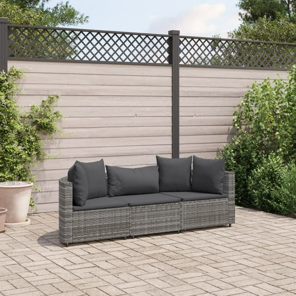 vidaXL Patio Sofa Set with Cushions Lounge Setting Outdoor Furniture Poly Rattan