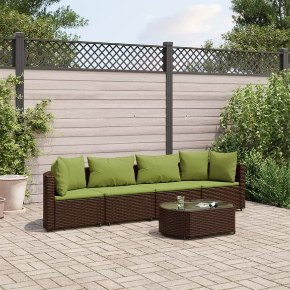 vidaXL Patio Sofa Set with Cushions Lounge Setting Outdoor Furniture Poly Rattan