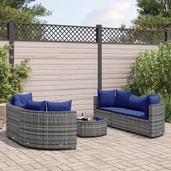 vidaXL Patio Sofa Set with Cushions Lounge Setting Outdoor Furniture Poly Rattan
