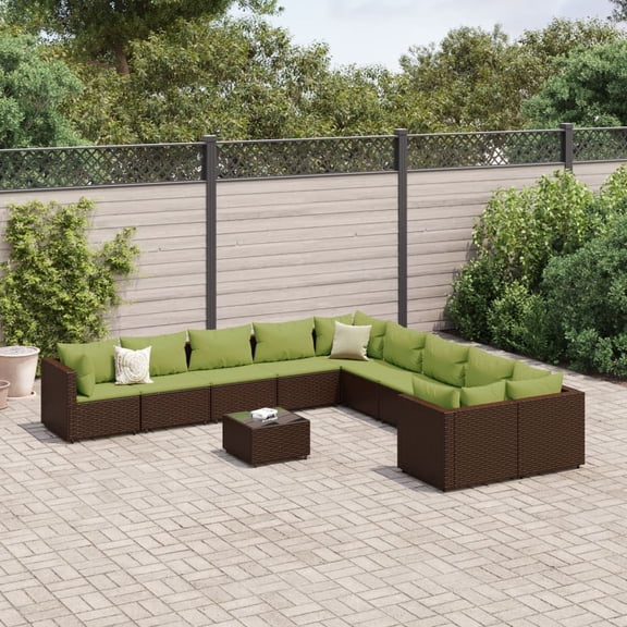 vidaXL Patio Sofa Set with Cushions Lounge Setting Outdoor Furniture Poly Rattan