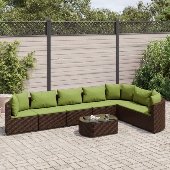 vidaXL Patio Sofa Set with Cushions Lounge Setting Outdoor Furniture Poly Rattan