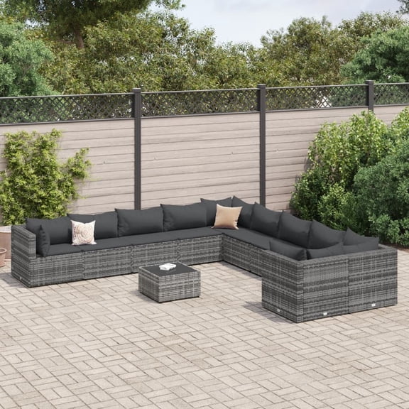vidaXL Patio Sofa Set with Cushions Lounge Setting Outdoor Furniture Poly Rattan