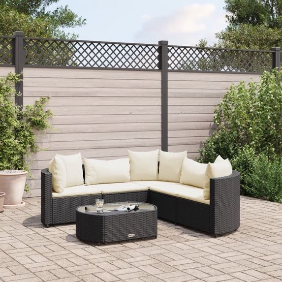 vidaXL Patio Sofa Set with Cushions Lounge Setting Outdoor Furniture Poly Rattan