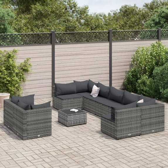 vidaXL Patio Sofa Set with Cushions Lounge Setting Outdoor Furniture Poly Rattan