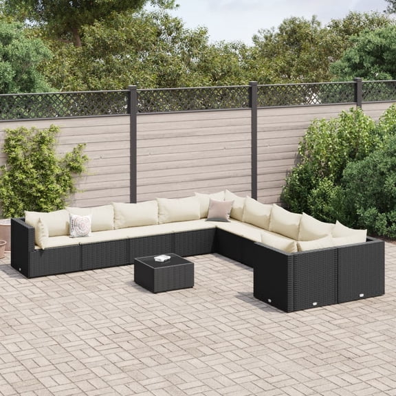 vidaXL Patio Sofa Set with Cushions Lounge Setting Outdoor Furniture Poly Rattan