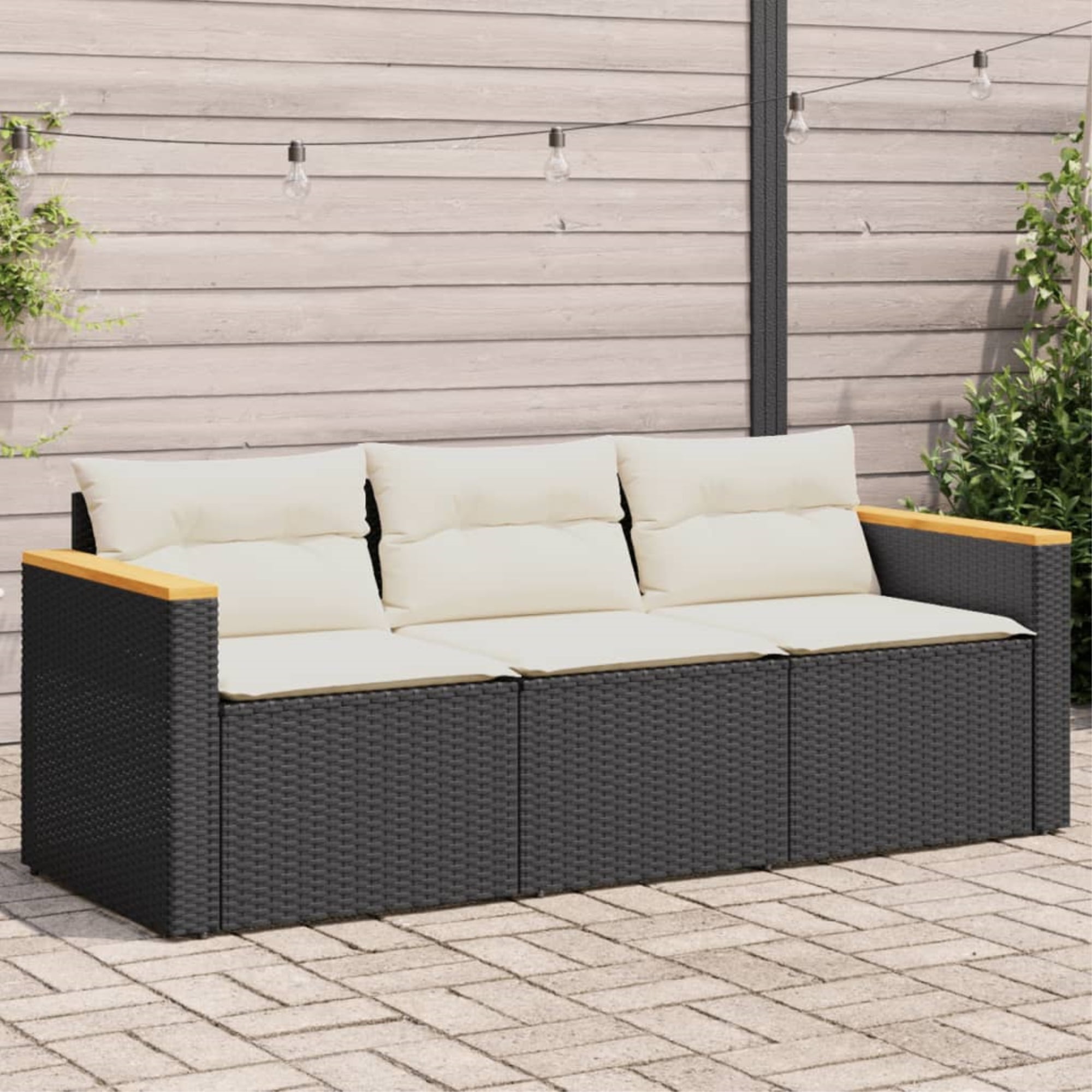 Black rattan 3 seater sofa sale