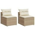 thumbnail image 1 of vidaXL Patio Sofas Armless with Cushions 2 pcs Beige Poly Rattan, 1 of 31