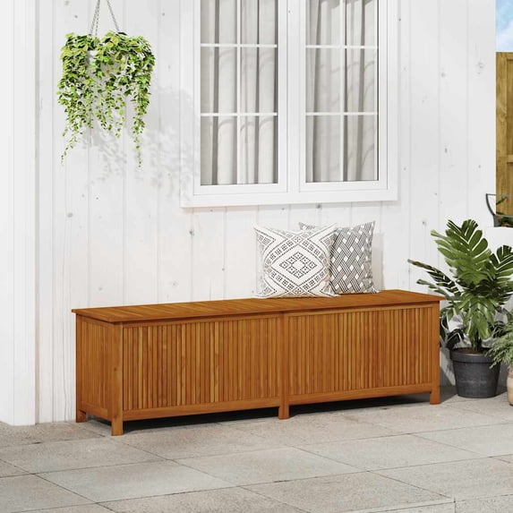 vidaXL 1 Piece Solid Acacia Wood Patio Storage Box for Cushions and Blankets Outdoor Garden